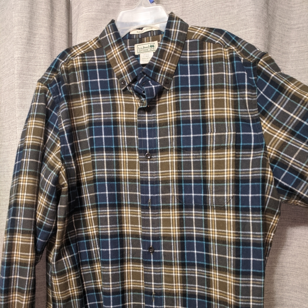 Blue and yellow long sleeve flannel